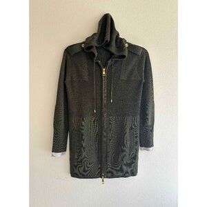 Burberry Zip Sweater Sweatshirt Hoodie Dark Green Merino Wool PS